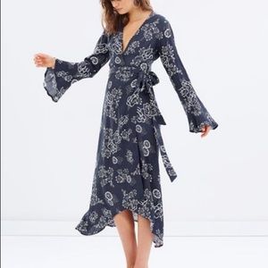 Faithfull - Carioca Floral Wrap Midi Dress NEW